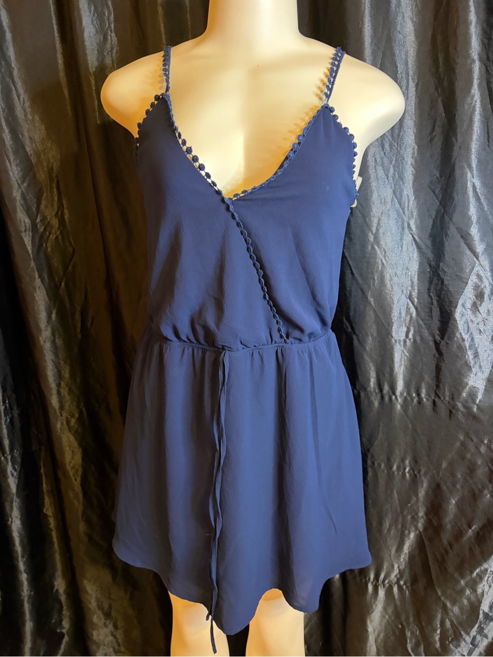Wet Seal Navy V-Neck Spaghetti Strap Mini Dress